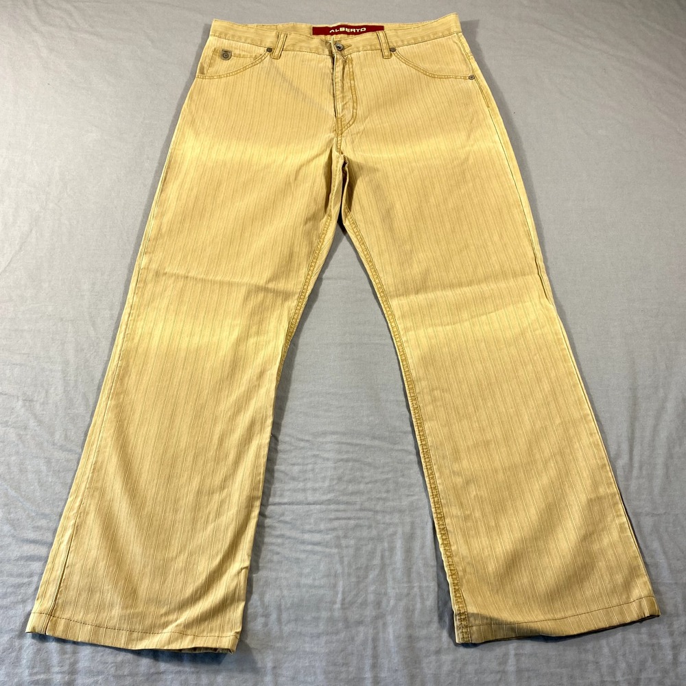 Alberto Pants Mens 34x28 Beige‎ Lines Jake Slacks Casual Chino Straight Leg